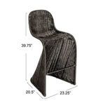 Dimensions overlay showing 39.75 inches height, 20.5 inches depth, and 23.25 inches width of rattan bar stool
