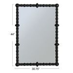 Front view showing dimensions of 44 inches tall and 30.75 inches wide for the beaded mirror