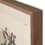 Close-up of walnut wood frame corner with visible grain and smooth finish
