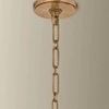 Detail of Cahill Lantern’s ceiling mount and linked metal chain in Patina Brass finish