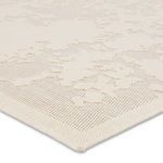 Duplicate close-up of rug corner showing edge binding and textured abstract cream pattern