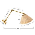 Wall sconce dimensions showing length and shade measurements with extension arm