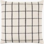 Square Charmaine Accent Pillow in ivory with black checked pattern, textured polyester fabric