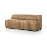 Angled side view showing smooth rounded corners and continuous linear channeling on leather