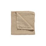 soft khaki linen place mat folded to show both front and back texture with stitched border detail
