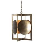 Clove Pendant lit from inside showing warm amber glow behind spherical elements