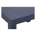 Close-up of blue raffia texture on the corner edge of the game table