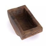 Top-down angle showing the deep hollow interior and smooth wood texture of the rectangular Centro Wood Bowl