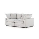Stevie 2 Piece Sectional Sofa in light beige with plush feather-blend cushions and low square arms