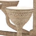 Angled view highlighting the woven rope texture on arms and lamp cups