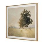 Side angle view showing wood frame depth around muted colors and atmospheric landscape