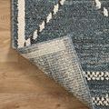 Fabian Denim Charcoal Rug corner flipped over showing woven backing and edge stitching