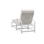 Rear view of Bristol Chaise highlighting the X frame design on the backrest and structure of the aluminum frame