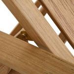 Profile of chaise with slatted wood surface and flat angled backrest