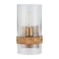 Sudeley Wall Sconce front view with interior gold canister and textured horizontal band on glass