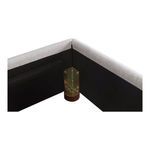 Close-up detail of corner metal bracket and wooden leg securing Luzon Tall Headboard Bed frame