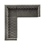 Overhead view showing full L shape of tufted sectional cushions