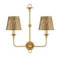 Double chandelier with Jouy Gold shades shown with a slightly different lighting angle