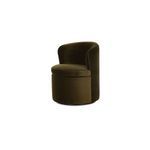 Side view of Dane swivel dining chair highlighting rounded back and thick seat cushion