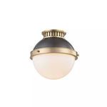 Latham 1 Light Small Flush Mount ceiling light with two-tone finish, ventilated holder, and spherical mounting pins