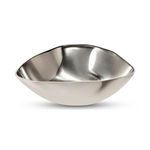 Free-form silver polished aluminum Forde decorative bowl with a sleek, curvilinear shape