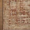 Close-up of the Heritage Brick Multi Rug corner highlighting the intricate pattern and soft colors on wood flooring