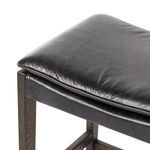 Detailed image of natural top-grain black leather texture used on the seat