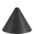 Close-up front view of lamp shade showing smooth metal surface and small top finial