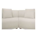 Close-up of Fraser sectional corner junction with two back cushions and subtle upholstery texture