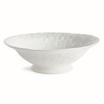Barclay Butera Sorrento Decorative Bowl in white ceramic with hammered texture and a footed base