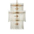 Three-tier chandelier viewed from above focusing on the top ring and hanging chain