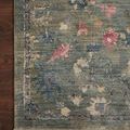 Close-up corner of Giada Lagoon rug showing detailed border elements and subtle color blending with hardwood floor