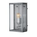 Sconce angled to show side profile with illuminated bulb and visible mounting hardware
