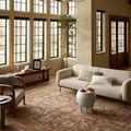 Heritage Brick Multi Rug styled in a sunlit living room with neutral sofa and wooden furniture