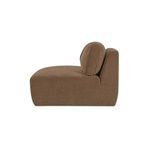 Profile view emphasizing thick seat cushion and curved back pillow with wrinkle detailing