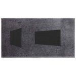 Rectangular charcoal marble cocktail table with trapezoidal wire-brushed ebony mango wood pedestals