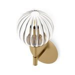 Sunset Sconce viewed from above showing ribbed glass globe with brass base