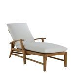 Side view of the chaise without cushions showing slatted seat and angled backrest