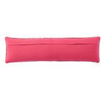 Back view of darker red pillow showing solid color fabric and neat horizontal seam