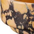 Close-up side profile detailing the bowl’s marbled patterns with contrasting peach and black veins