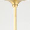 Ceiling mounting plate with gold finish and attached rod from below angle