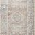 long narrow runner rug with faded vintage medallion patterns and blue border