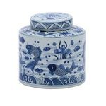 Product Image 2 for Blue & White Fish Cylinder Tea Jar from Legend of Asia