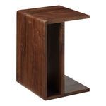 Three-quarter angled view highlighting rounded edges and smooth walnut wood grain texture