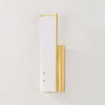 Lucio Wall Sconce with vertical rectangular alabaster shade and aged brass frame featuring decorative brass pins