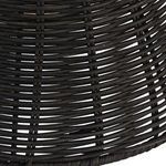 Macro shot of tightly woven black rattan texture in conical shade