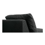 Close-up of the angled backrest cushion with fine stitching detail