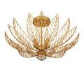 Underside view displaying intricate leaf ribs and central finial of Leaflace Semi-Flush Mount ceiling fixture