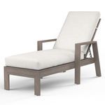 Front left angle of Laguna Chaise Lounge showing frame texture and thick white cushion details