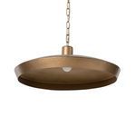 Eldon Pendant unlit showing white bulb inside hammered brass saucer shade